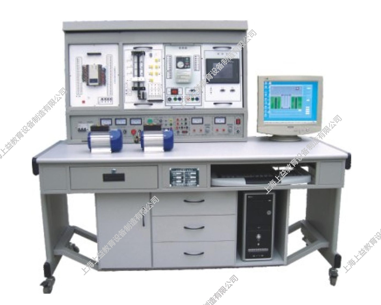 SYPLC-104C網(wǎng)絡(luò)型PLC可編程控制器/變頻調(diào)速/電氣控制及微機接口綜合實驗裝置（PLC、變頻器、觸摸屏、電氣控制、微機接口）